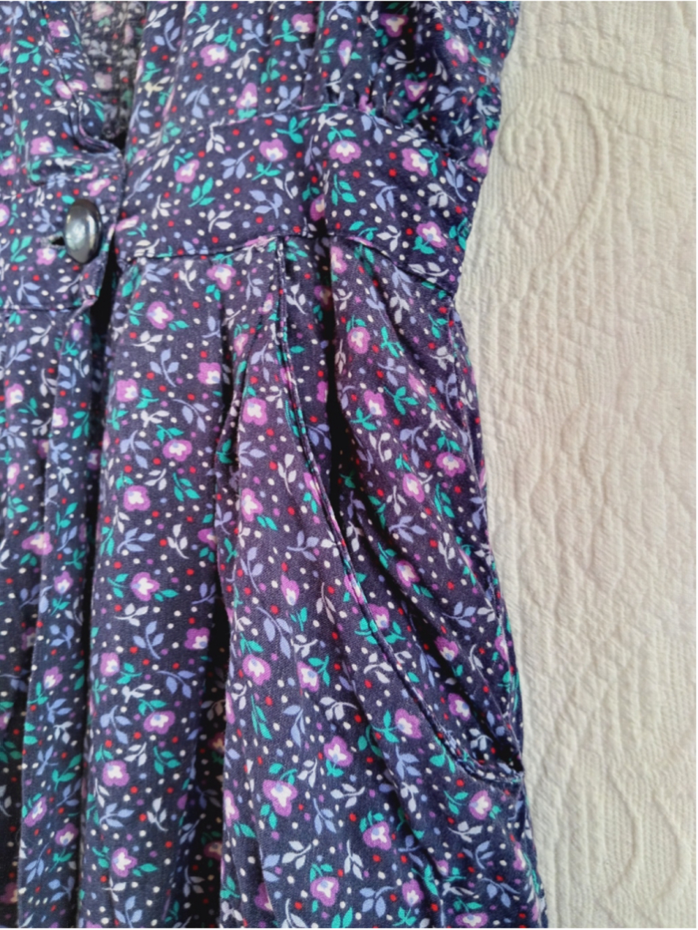 Vintage Dark Floral pinafore wrap dress Grunge 90s Jumper Stuart Alan pockets sm - Picture 5 of 15